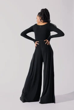 Go With The Flow Long Sleeve Jumpsuit - Black -Popflex Store Go With The Flow Long Sleeve Jumpsuit Black G1017 0056 1copy