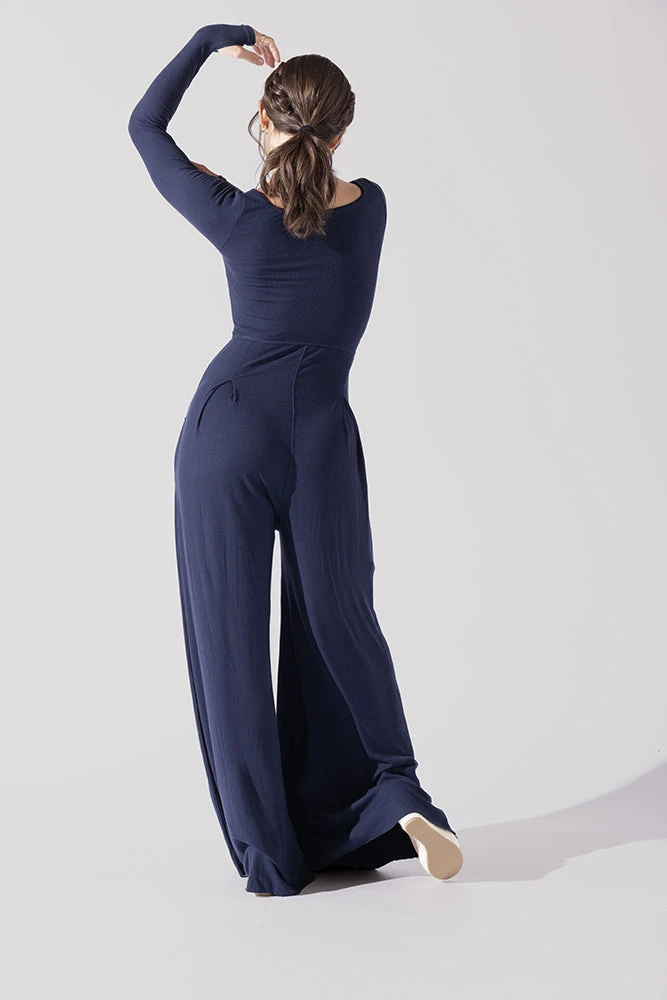Go With The Flow Long Sleeve Jumpsuit - Cosmic Navy Go With The Flow Long Sleeve Jumpsuit - Cosmic Navy -Popflex Store Go With The Flow Long Sleeve Jumpsuit Cosmic Navy G1017 0035copy