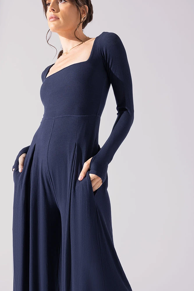 Go With The Flow Long Sleeve Jumpsuit - Cosmic Navy Go With The Flow Long Sleeve Jumpsuit - Cosmic Navy -Popflex Store Go With The Flow Long Sleeve Jumpsuit Cosmic Navy G1017 0048copy