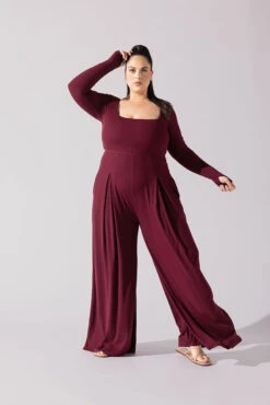 Go With The Flow Long Sleeve Jumpsuit - Garnet 2 Go With The Flow Long Sleeve Jumpsuit - Garnet -Popflex Store Go With The Flow Long Sleeve Jumpsuit Garnet G1017 0005 1copy