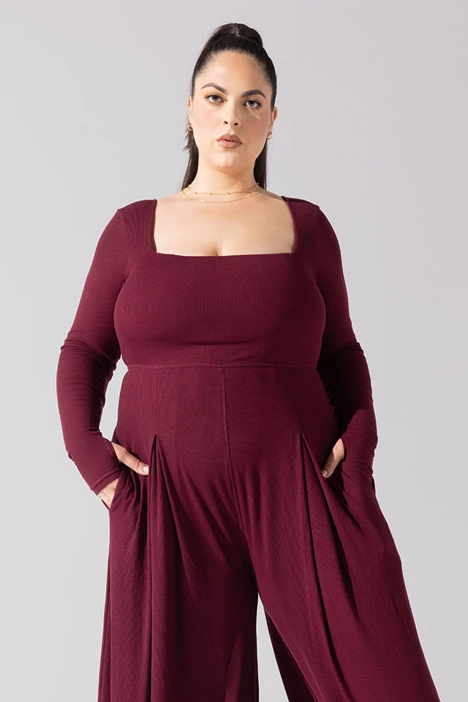 Go With The Flow Long Sleeve Jumpsuit - Garnet Go With The Flow Long Sleeve Jumpsuit - Garnet -Popflex Store Go With The Flow Long Sleeve Jumpsuit Garnet G1017 0011copy