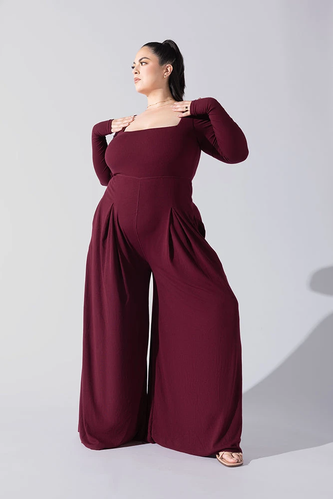 Go With The Flow Long Sleeve Jumpsuit - Garnet Go With The Flow Long Sleeve Jumpsuit - Garnet -Popflex Store Go With The Flow Long Sleeve Jumpsuit Garnet G1017 0020copy