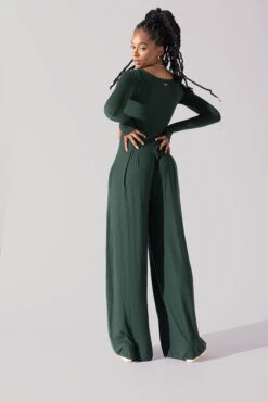 Go With The Flow Long Sleeve Jumpsuit - Pine -Popflex Store Go With The Flow Long Sleeve Jumpsuit Pine G1017 0023copy