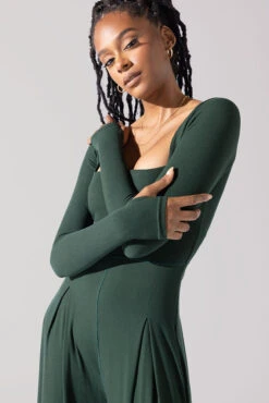 Go With The Flow Long Sleeve Jumpsuit - Pine -Popflex Store Go With The Flow Long Sleeve Jumpsuit Pine G1017 0046copy