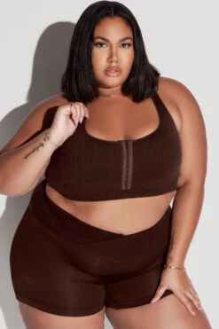 Hook It Up Seamless Bra - French Roast -Popflex Store HookItUpCropTop CCHGShorts FrenchRoast 2311 Edit