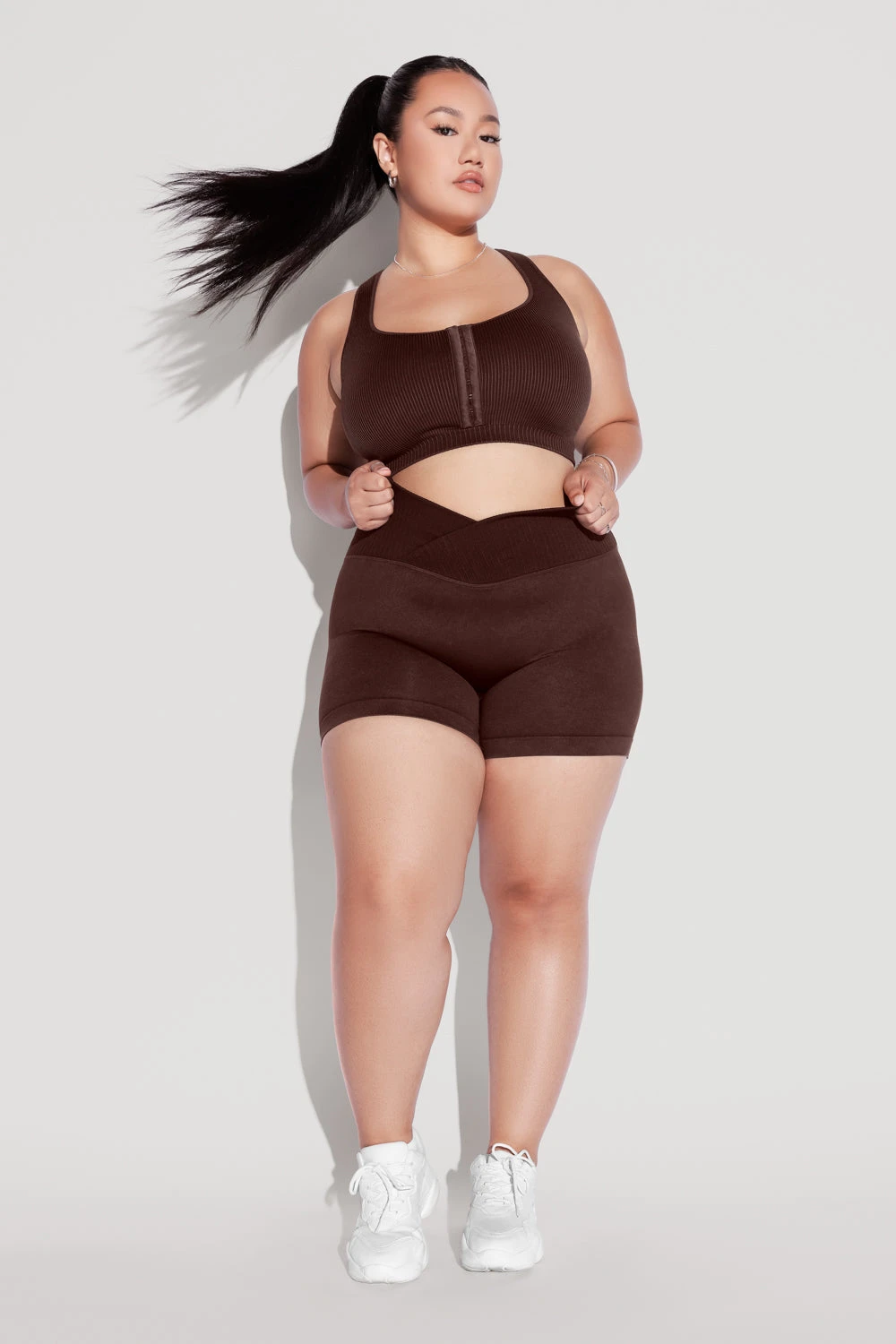 Crisscross Hourglass® Seamless Midi Shorts - French Roast Crisscross Hourglass® Seamless Midi Shorts - French Roast -Popflex Store HookItUpCropTop CCHGShorts FrenchRoast 2841 Edit