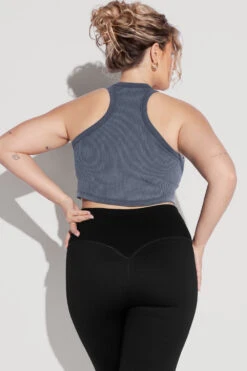 Let's Go Seamless Crop Top - Vintage Indigo 2 Let's Go Seamless Crop Top - Vintage Indigo -Popflex Store Let sGoCropTop vintageindigo SSLeggings Black 1215 Edit