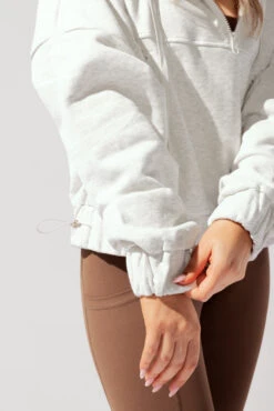 Half Zip Warm Up Hoodie - Light Heather Grey 4 Half Zip Warm Up Hoodie - Light Heather Grey -Popflex Store OPF1640 Edit