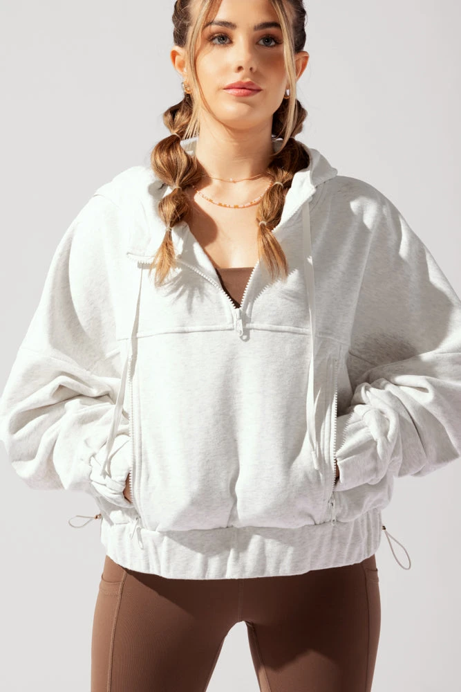 Half Zip Warm Up Hoodie - Light Heather Grey Half Zip Warm Up Hoodie - Light Heather Grey -Popflex Store OPF1645 Edit