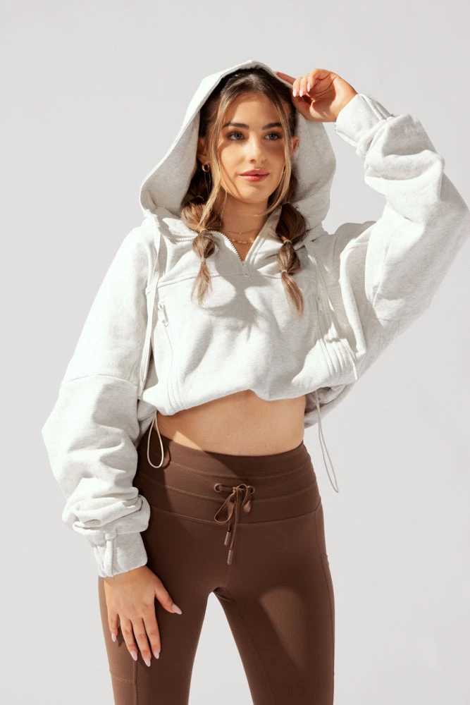 Half Zip Warm Up Hoodie - Light Heather Grey Half Zip Warm Up Hoodie - Light Heather Grey -Popflex Store OPF1689 Edit