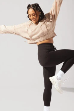 Half Zip Warm Up Hoodie - Latte 2 Half Zip Warm Up Hoodie - Latte -Popflex Store OPF2111 Edit