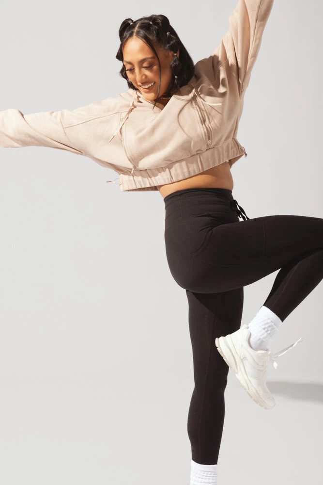 Half Zip Warm Up Hoodie - Latte Half Zip Warm Up Hoodie - Latte -Popflex Store OPF2111 Edit