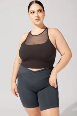 Celeste Mesh Crop Bralette - Black