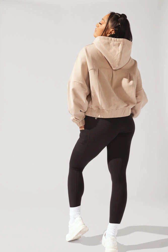 Half Zip Warm Up Hoodie - Latte Half Zip Warm Up Hoodie - Latte -Popflex Store OPF2160 Edit