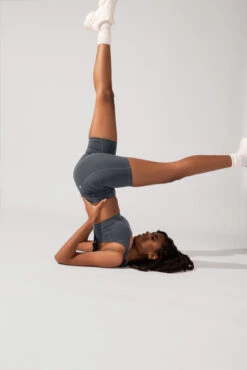 Crisscross Hourglass® Biker Short With Pockets (Pet Hair Resistant) - Smoky Grey -Popflex Store OPF3059 Edit