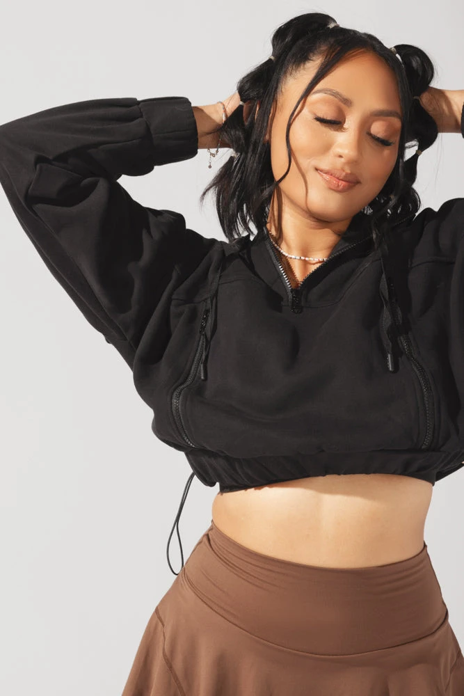 Half Zip Warm Up Hoodie - Black Half Zip Warm Up Hoodie - Black -Popflex Store OPF3539 Edit