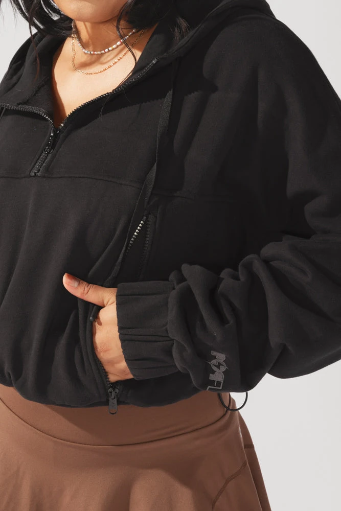 Half Zip Warm Up Hoodie - Black Half Zip Warm Up Hoodie - Black -Popflex Store OPF3557 Edit