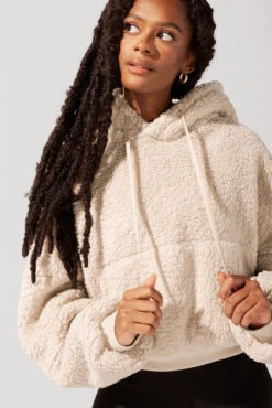 Faux Sherpa Pullover Cloud Hoodie - Taupe -Popflex Store OPF5218 Edit