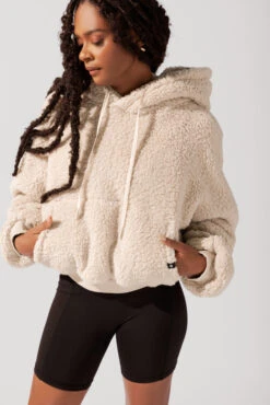 Faux Sherpa Pullover Cloud Hoodie - Taupe -Popflex Store OPF5235 Edit