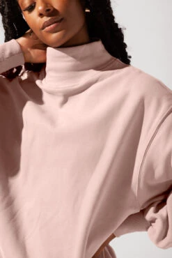 Ooey Gooey Mockneck Sweatshirt With Pockets - Ballet Slipper