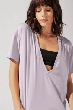Daring Deep V Tee - Lilac Haze 2 Daring Deep V Tee - Lilac Haze -Popflex Store OPF7554 Edit