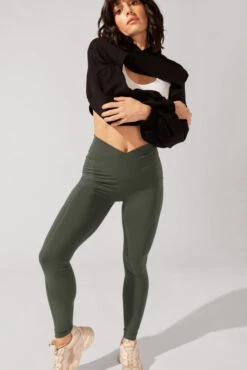Crisscross Hourglass® Leggings With Pockets - Dark Sage 2 Crisscross Hourglass® Leggings With Pockets - Dark Sage -Popflex Store OPF7848 Edit