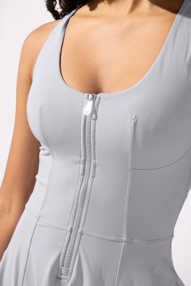 Matchpoint Workout Dress with Zipper - Blue Stone Matchpoint Workout Dress With Zipper - Blue Stone -Popflex Store OPF8707 Edit