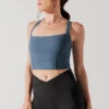 Daphne Corset Crop Top - Indigo Teal