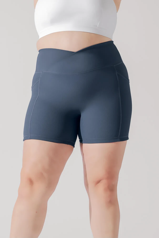 Crisscross Hourglass® Midi Shorts with Pockets (Ribbed) - Navy Crisscross Hourglass® Midi Shorts With Pockets (Ribbed) - Navy -Popflex Store OntheGoCorsetCrop lightsand 1047 0059 Edit 1