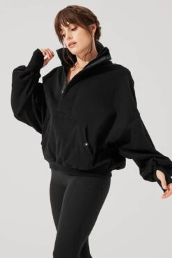 Ooey Gooey Half Zip Sweater - Black -Popflex Store OoeyGooeyHalfZip Black E1016 2254 Edit
