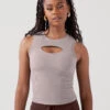 Peekaboo Crew Tank - Smoky Taupe
