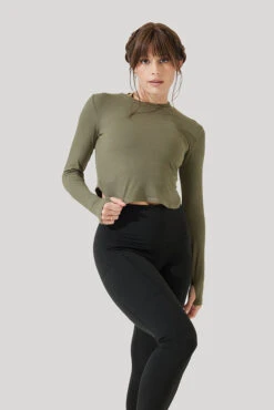 Refine Long Sleeve Top - Dark Olive -Popflex Store Refine Long Sleeve Top Dark Olive B1013 3112
