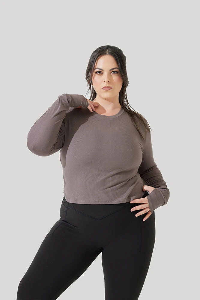 Refine Long Sleeve Top - Woodland Taupe Refine Long Sleeve Top - Woodland Taupe -Popflex Store Refine Long Sleeve Top Iron B1013 1396
