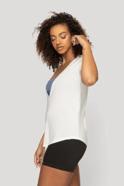 Reversible Deep V Tee - Cloud Dancer -Popflex Store Reversible Deep V Tee Cloud Dancer B1015 00251