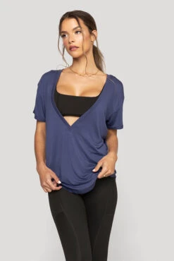 Reversible Deep V Tee - Nightshade Blue -Popflex Store Reversible Deep V Tee Nightshade Blue B1015 00339