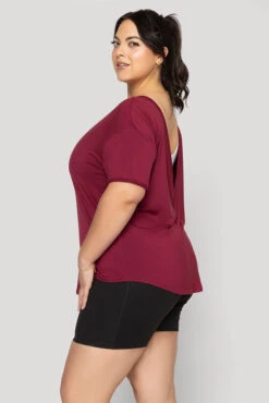 Reversible Deep V Tee - Sangria -Popflex Store Reversible Deep V Tee Sangria B1015 02899