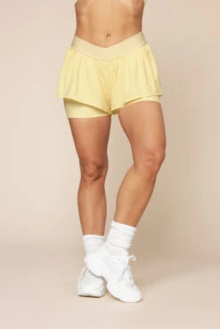 On The Run Ruffle Short - Buttercream -Popflex Store RomanceRuffleBra A1012 RuffleShort FrenchButtercream 4017 01222 Edit