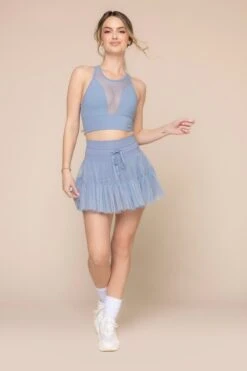 Pirouette Tiered Skort - Blue Storm -Popflex Store StellarBra 1400 PirouetteSkort BlueStorm 6064 03081