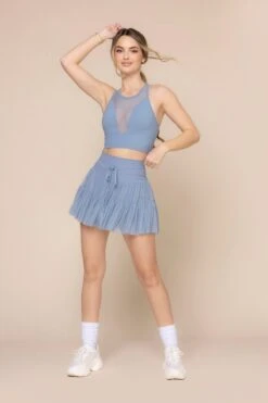 Pirouette Tiered Skort - Blue Storm -Popflex Store StellarBra 1400 PirouetteSkort BlueStorm 6064 03105