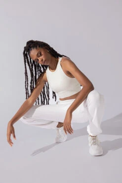 Sweat Sesh Crop Top - Cream -Popflex Store Sweat Sesh Long Bra Cream A1004 0517