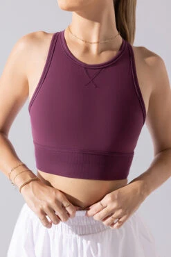 Sweat Sesh Crop Top - Plum -Popflex Store Sweat Sesh Long Bra Plum A1004 0571