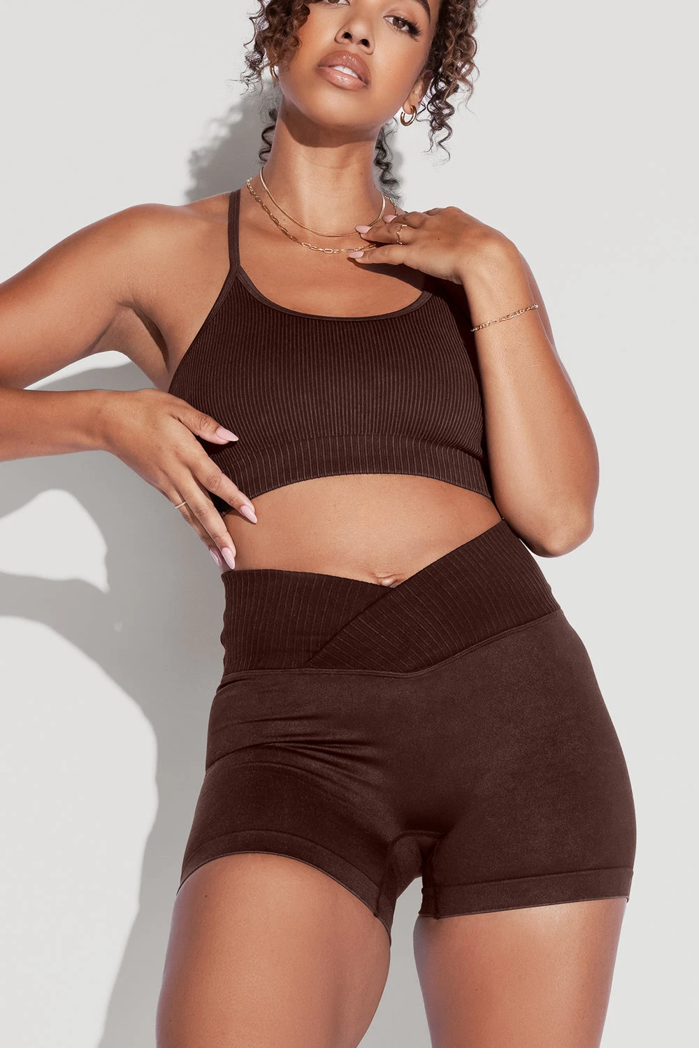 Crisscross Hourglass® Seamless Midi Shorts - French Roast Crisscross Hourglass® Seamless Midi Shorts - French Roast -Popflex Store What s the Scoop Bra CCHG Shorts French Roast 1872 Edit