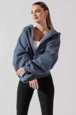 Zip Cloud Hoodie - Blue Steel